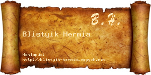 Blistyik Hermia névjegykártya